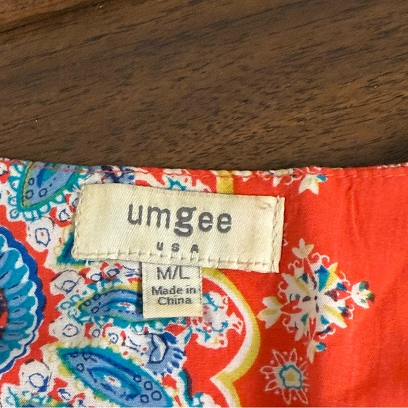 Umgee USA M/L Boho Coral Kimono with Crochet Fringe Trim Festival Layering Top - Picture 5 of 7